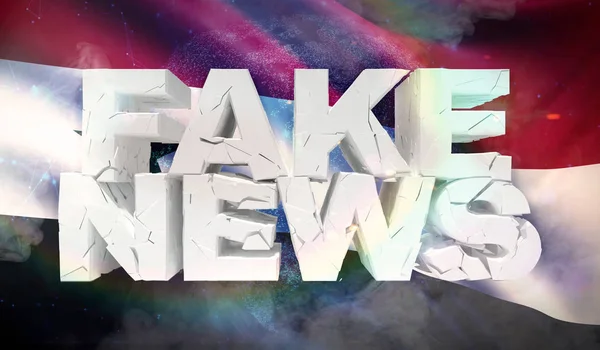 Illustration 3D du concept de fausses nouvelles avec drapeau d'arrière-plan de la Syrie . — Photo