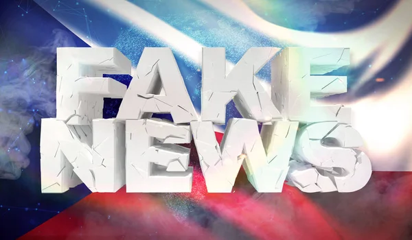 Ilustração 3D do conceito de notícias falsas com a bandeira de fundo da República Checa . — Fotografia de Stock