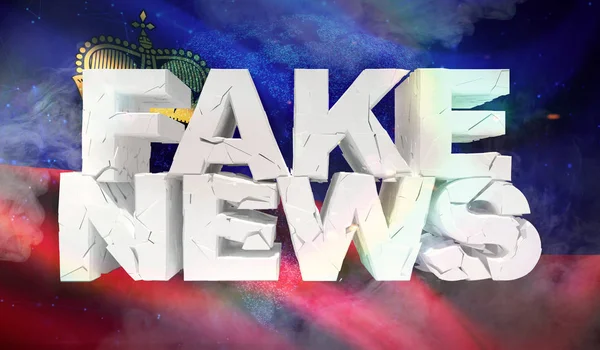 Illustrazione 3D del concetto di fake news con bandiera di sfondo del Liechtenstein . — Foto Stock