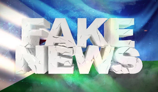 Ilustração 3D do conceito de notícias falsas com a bandeira de fundo do Djibuti . — Fotografia de Stock