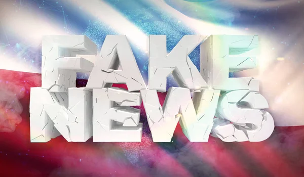 Ilustración 3D del concepto de noticias falsas con bandera de fondo de Polonia . — Foto de Stock
