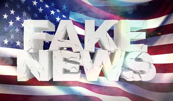 3D ilustracja koncepcja fałszywych wiadomości z tle flaga Stanów Zjednoczonych — Zdjęcie stockowe