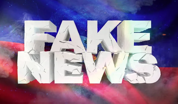 Ilustração 3D do conceito de notícias falsas com a bandeira de fundo do Haiti . — Fotografia de Stock
