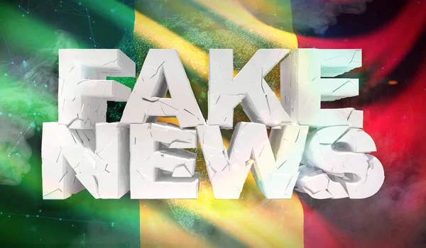 Ilustrasi 3D dari konsep berita palsu dengan bendera latar belakang Mali . — Stok Foto