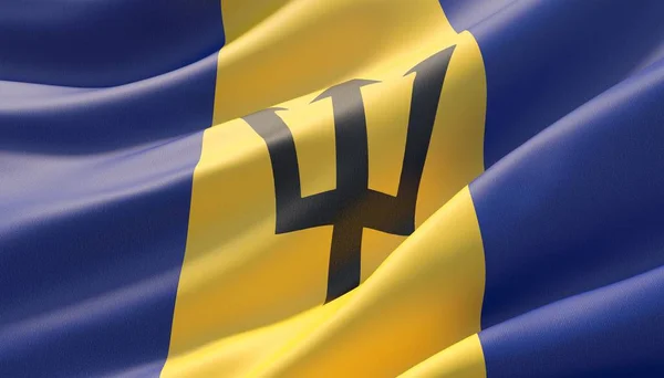 Acenou altamente detalhada bandeira close-up de Barbados. Ilustração 3D . — Fotografia de Stock