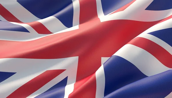 Zamával vysoce podrobnou vlajkou Spojeného království. 3D ilustrace. — Stock fotografie