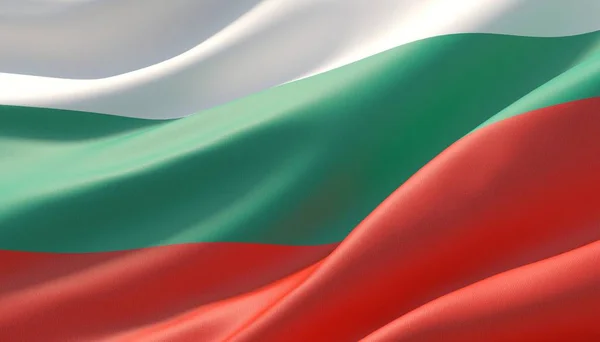 Ondeó la muy detallada bandera de cerca de Bulgaria. Ilustración 3D . —  Fotos de Stock