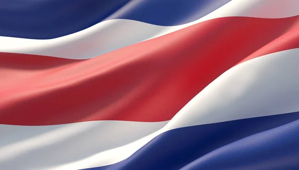 Zwaaide zeer gedetailleerde close-up vlag van Costa Rica. 3D-illustratie. — Stockfoto