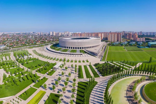 Krasnodar, Rusya - Mayıs 2019: Krasnodar Stadyumu'nun panoramik manzarası