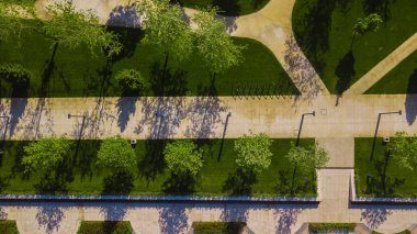 Dikey havadan yukarıdan aşağıya görünüm çekimi ve Krasnodar şehir parkıaşağı bakıyor, Rusya