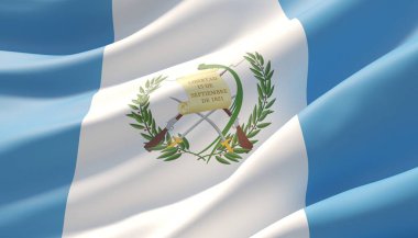 Guatemala son derece ayrıntılı yakın çekim bayrağı salladı. 3d illüstrasyon.