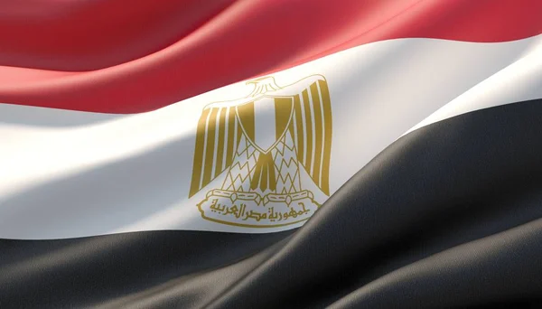 Acenou altamente detalhada bandeira close-up do Egito. Ilustração 3D . — Fotografia de Stock