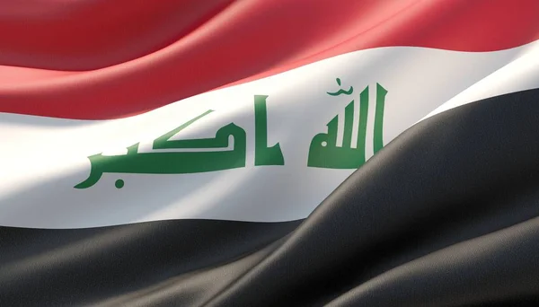 Acenou altamente detalhada bandeira de close-up do Iraque. Ilustração 3D . — Fotografia de Stock