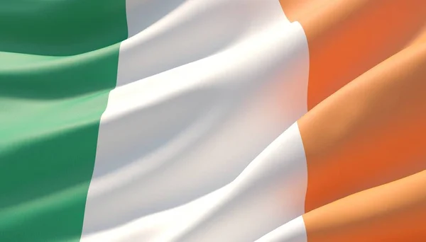 Махнув дуже детальний крупним планом прапор Ірландії. 3D ілюстрація. — стокове фото