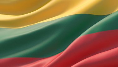 Waved highly detailed close-up flag of Lithuania. 3D illustration. clipart