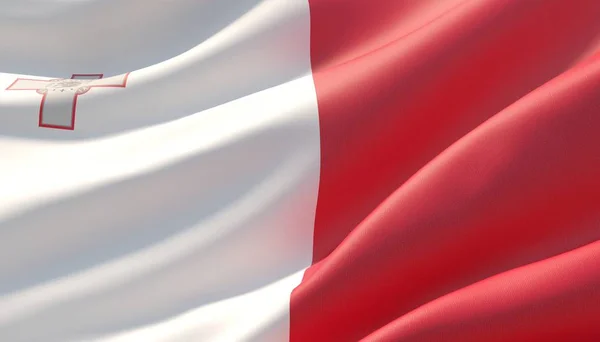 Με πολύ λεπτομερή κοντινή σημαία της Μάλτας. εικονογράφηση 3D. — Φωτογραφία Αρχείου
