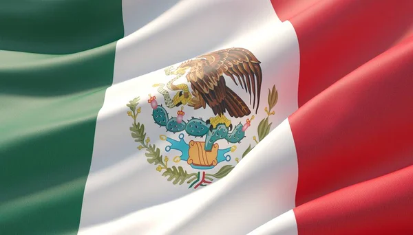 Είχε πολύ λεπτομερή κοντινή σημαία του Μεξικού. εικονογράφηση 3D. — Φωτογραφία Αρχείου