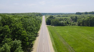 Yoğun orman ve tarlalar arasındaki yaz lık kırsal yol