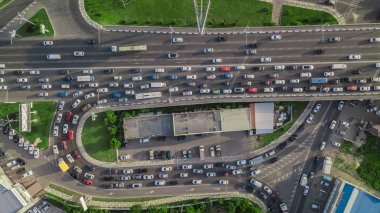 Drones Eye View - trafik sıkışıklığı drone, ulaşım konsepti