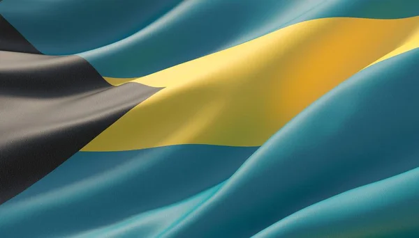 Acenou altamente detalhada bandeira close-up de Bahamas. Ilustração 3D . — Fotografia de Stock