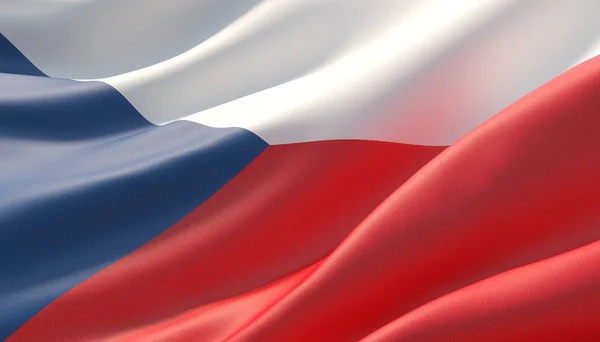 Με πολύ λεπτομερή κοντινή σημαία της Τσεχικής Δημοκρατίας. εικονογράφηση 3D. — Φωτογραφία Αρχείου