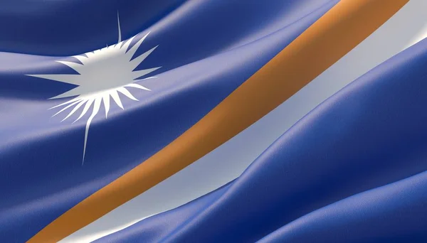 Acenou altamente detalhada bandeira close-up das Ilhas Marshall. Ilustração 3D . — Fotografia de Stock