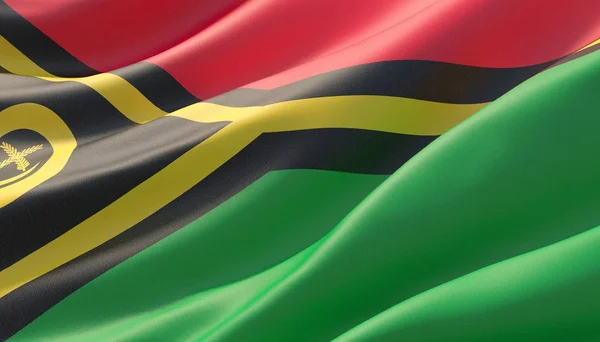 Acenou altamente detalhada bandeira close-up de Vanuatu. Ilustração 3D . — Fotografia de Stock