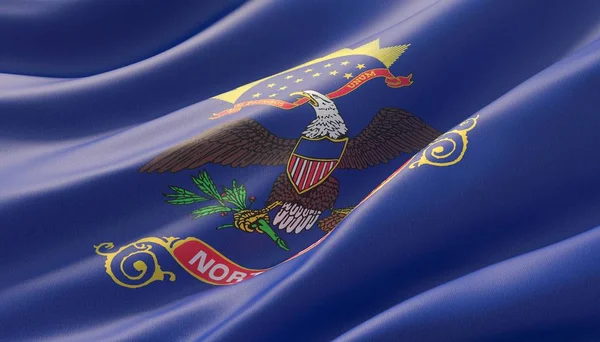 北达科他州标志 - 美利坚合众国州旗集合。3d 插图. — 图库照片