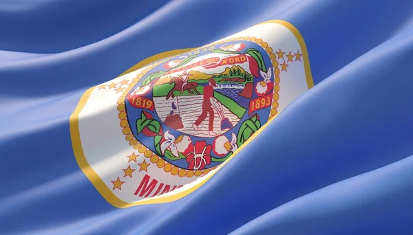 미네소타의 국기 - 미국의 상태 플래그 컬렉션. 3D 일러스트레이션. — 스톡 사진