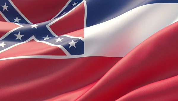 Vlag van Mississippi-Amerikaanse Staten vlaggen collectie. 3D-illustratie. — Stockfoto