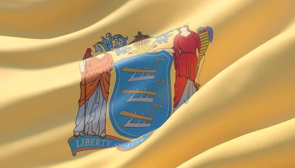 Bandera de Nueva Jersey: colección de banderas de los Estados Unidos de América. Ilustración 3D . — Foto de Stock