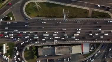 Drones Eye View - trafik sıkışıklığı üst görünüm, ulaşım konsepti 8