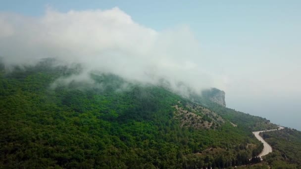 Κριμαία με όμορφη θέα στα βουνά και την οδό του αυτοκινητόδρομου μεταξύ των βουνών. — Αρχείο Βίντεο