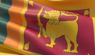 Yüksek çözünürlüklü Sri Lanka bayrağı. 3d illüstrasyon.