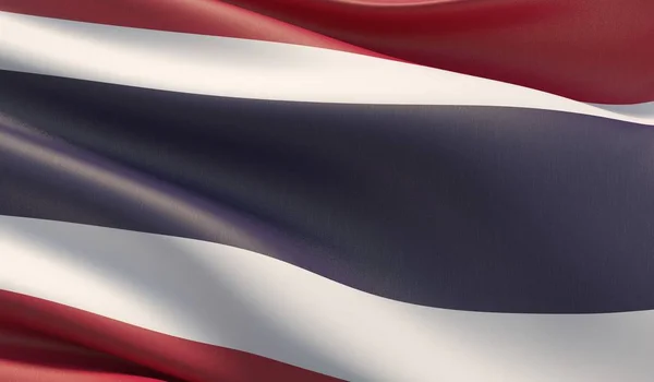 Hochauflösende Nahaufnahme der Flagge Thailands. 3D-Illustration. — Stockfoto