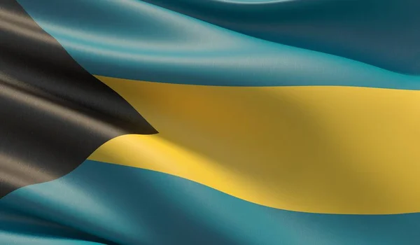 Hoge resolutie close-up vlag van Bahama 's. 3d illustratie. — Stockfoto