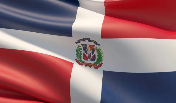 도미니카 공화국의 고해상도 근접 깃발이다. 3D 삽화. — 스톡 사진