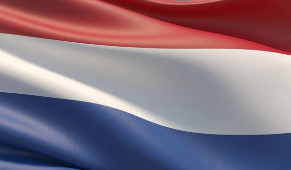 Bandeira de close-up de alta resolução da Holanda. Ilustração 3D . — Fotografia de Stock