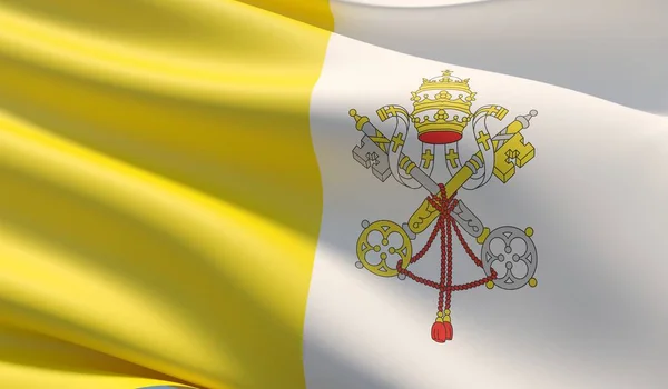 High resolution close-up flag of Vatican City. 3D illustration. — Stock Photo, Image