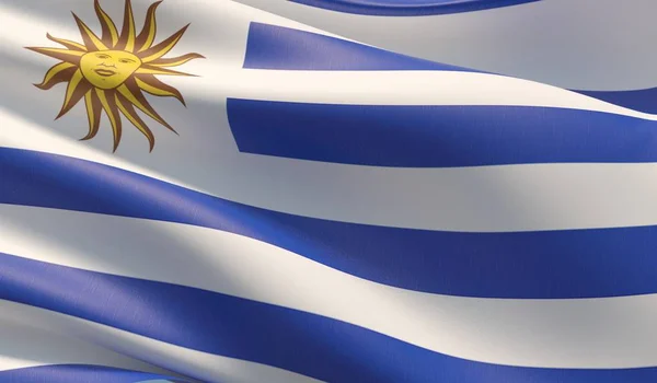 Bandeira de grande resolução do Uruguai. Ilustração 3D . — Fotografia de Stock