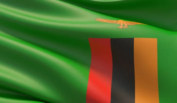 Bandeira de grande resolução da Zâmbia. Ilustração 3D . — Fotografia de Stock