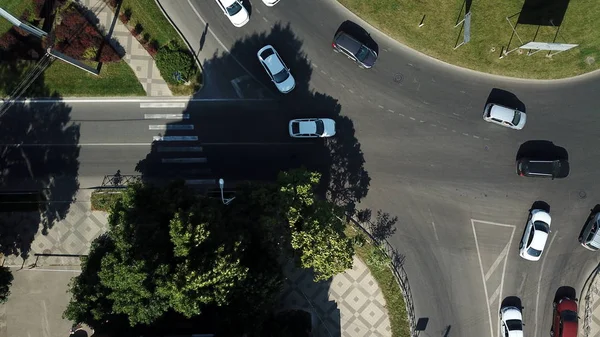 City roads from above - modern urban roundabout intersection