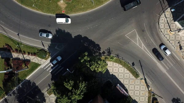 City roads from above - modern urban roundabout intersection