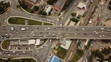 Drones Eye View - soyut karayolu trafik sıkışıklığı üst görünüm, ulaşım kavramı 6