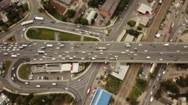 Drones Eye View - soyut karayolu trafik sıkışıklığı üst görünüm, ulaşım kavramı 6