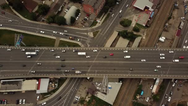 Drönare Ögonvy-abstrakt vägtrafiks topp vy, transportkoncept 6 — Stockvideo