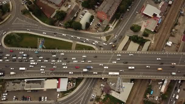 Drones Eye View - astratto traffico stradale vista dall'alto, concetto di trasporto 6 — Video Stock