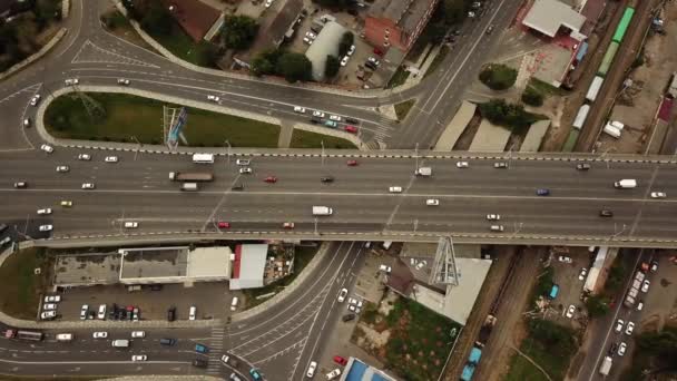 Κηφήνες θέα Eye-αφηρημένο οδική κίνηση πάνω όψη, έννοια μεταφοράς 6 — Αρχείο Βίντεο
