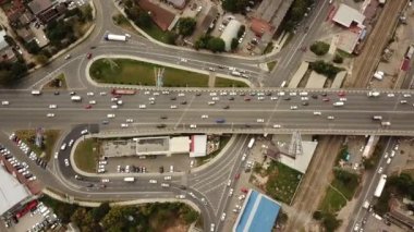 Drones Eye View - soyut karayolu trafik sıkışıklığı üst görünüm, ulaşım kavramı 6