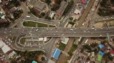 Drones Eye View - soyut karayolu trafik sıkışıklığı üst görünüm, ulaşım kavramı 6
